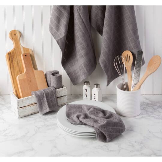 DII® Solid Windowpane Terry Dishcloth Set